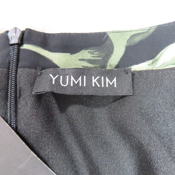 Yumi Kim Black Floral Open Back A-line V-neck Midi Dress Bell Sleeves Size Small - Picture 10 of 10